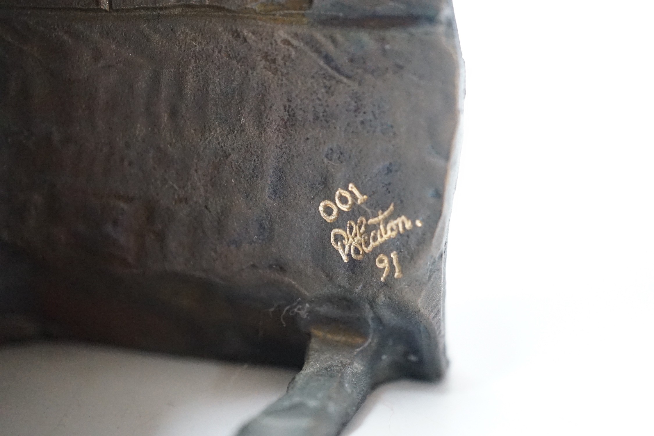 Paul Eaton - a limited edition bronze owl, signed and dated ‘91. Numbered 001, 19cm tall